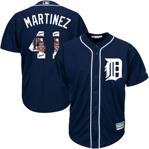 Tigers #41 Victor Martinez Navy Blue Team Logo Fashion Stitched MLB Jersey